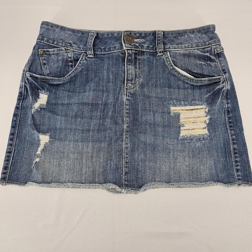 Vintage Y2K Elle Mini Skirt Size 6 Distressed Sequins Pockets‎ Short School Girl